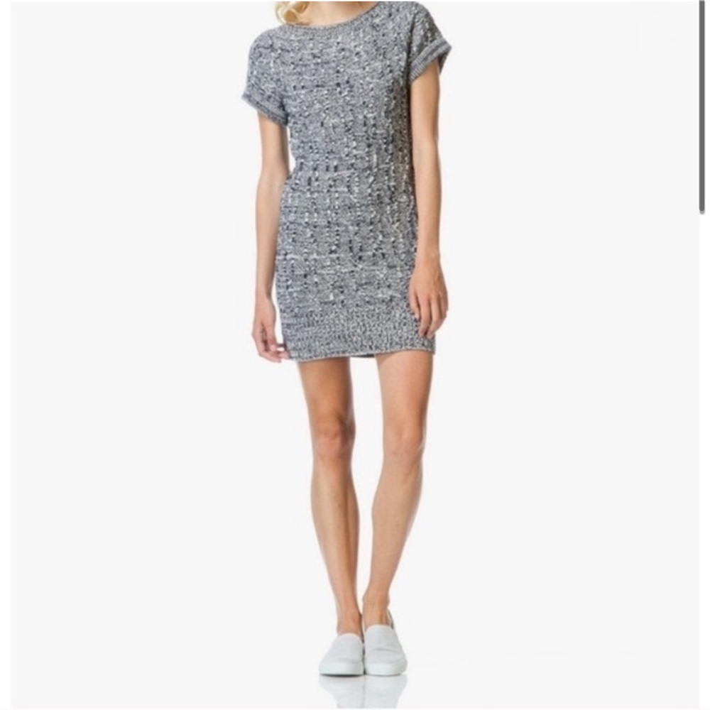 • Rag & Bone • Ginny Cap Sleeve Marled Knit Mini Dress Navy Blue White Medium